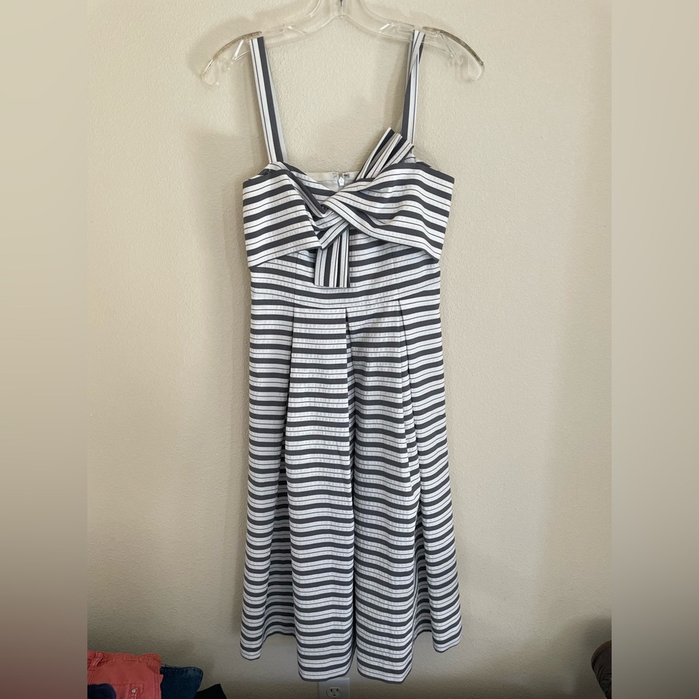 Midi Gray and White Striped Dress